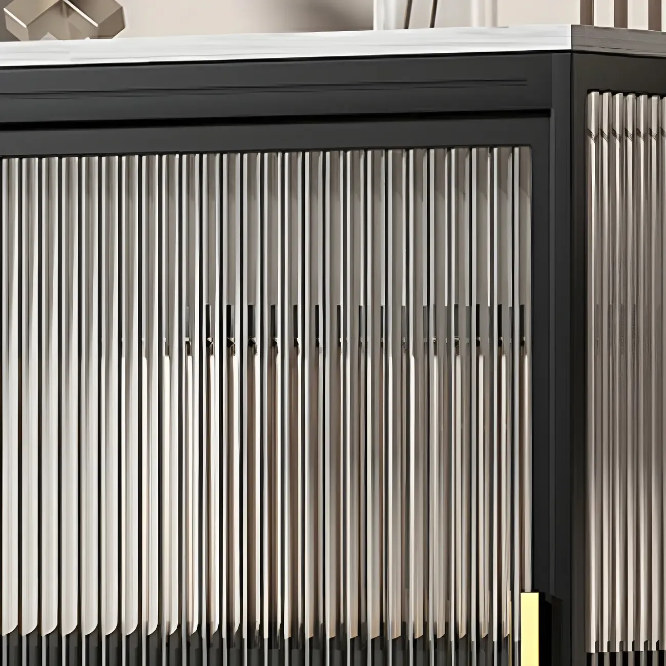 35.5" H Classic Metal Glass Display Cabinet with Sliding Door Image - 7