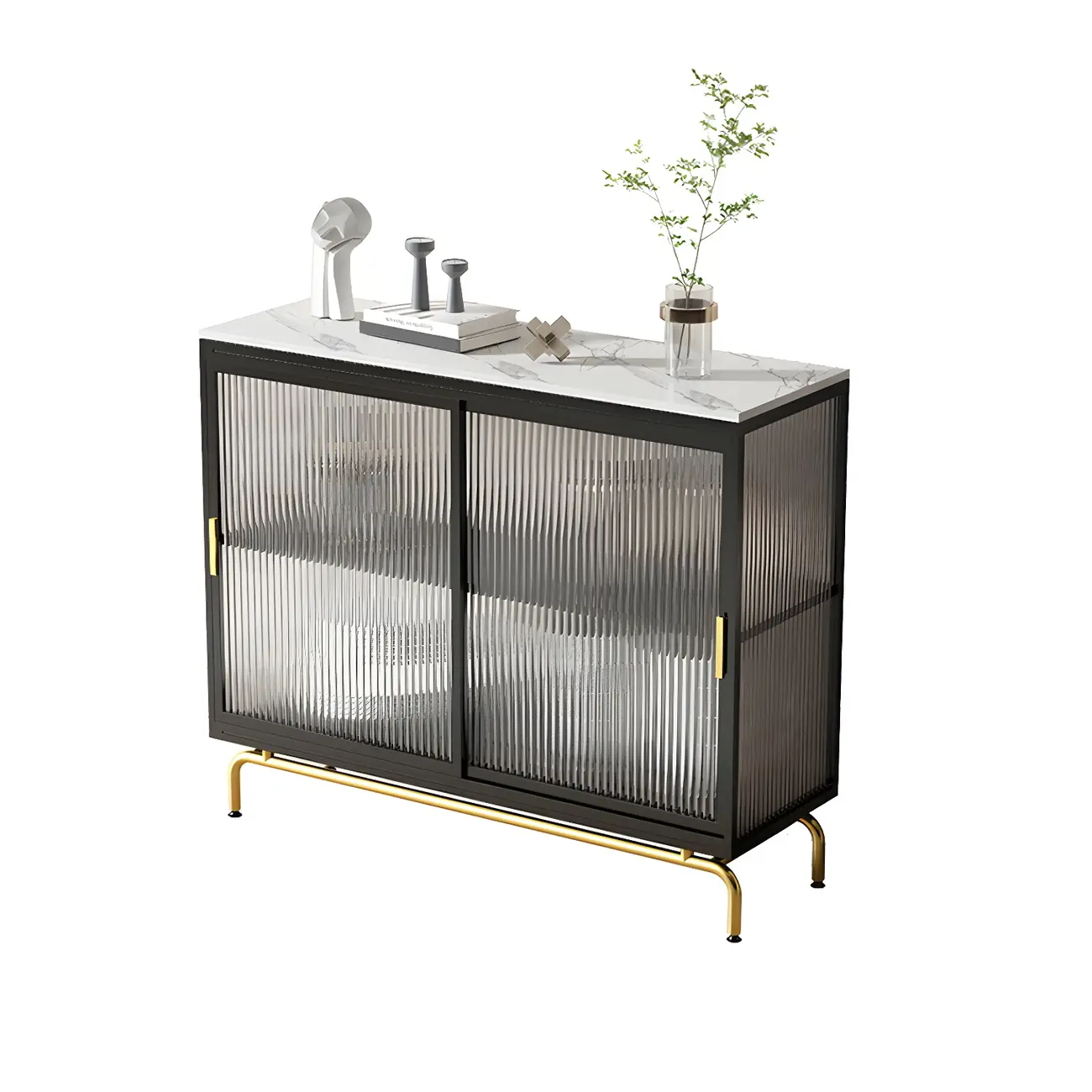 35.5" H Classic Metal Glass Display Cabinet with Sliding Door Image - 10 | homeyfad