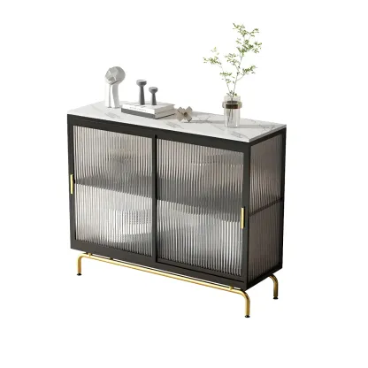 35.5" H Classic Metal Glass Display Cabinet with Sliding Door Image - 10