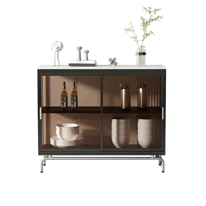 35.5" H Classic Metal Glass Display Cabinet with Sliding Door Image - 12