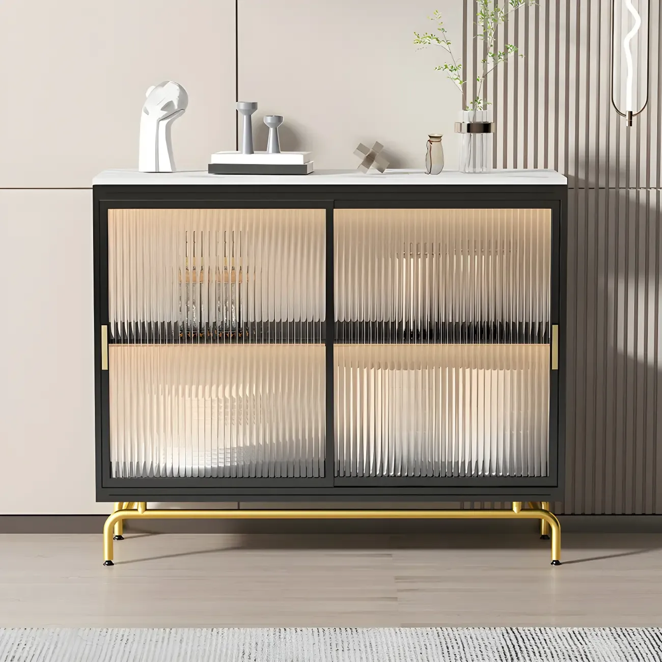 35.5" H Classic Metal Glass Display Cabinet with Sliding Door Image - 13