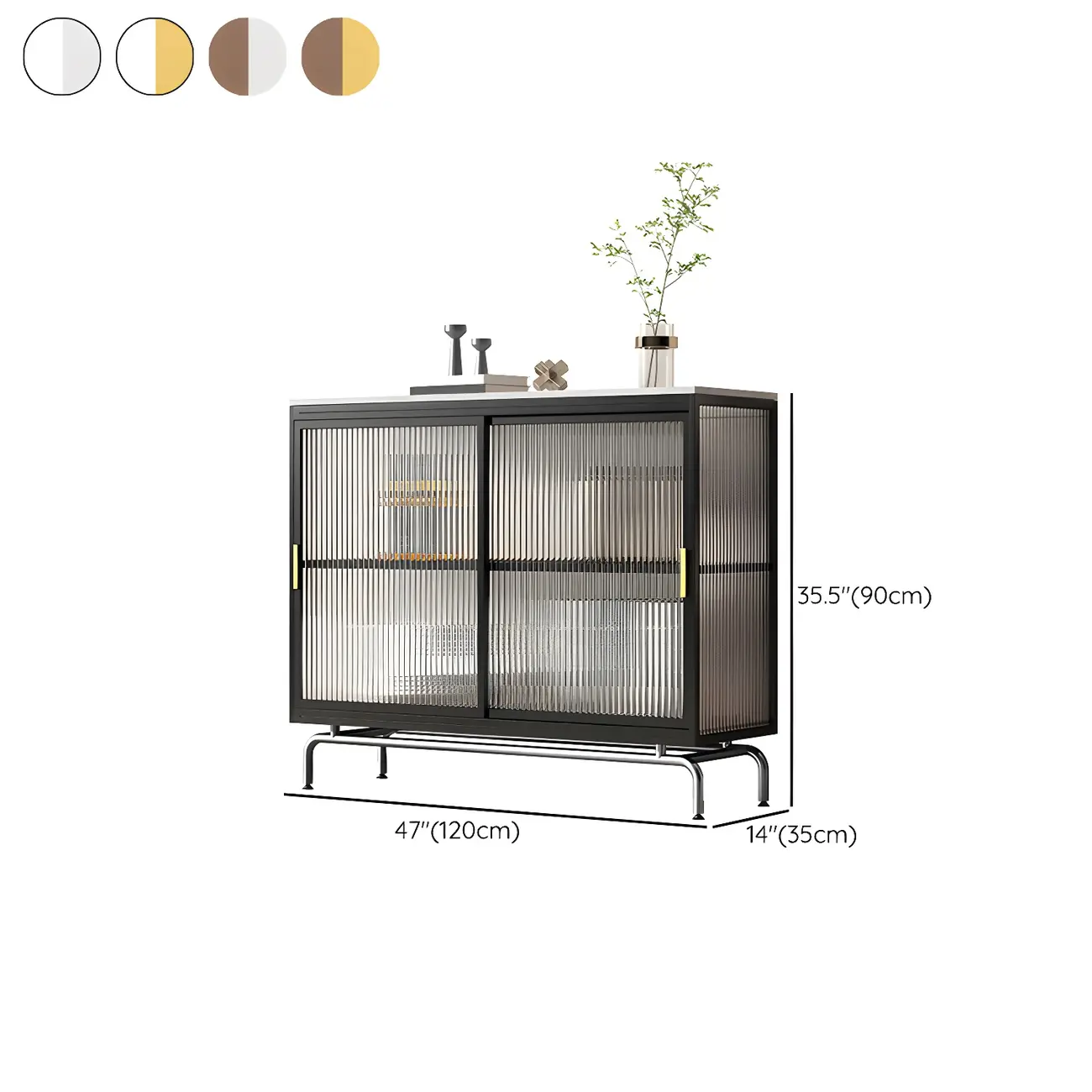 35.5" H Classic Metal Glass Display Cabinet with Sliding Door Image - 16 | homeyfad
