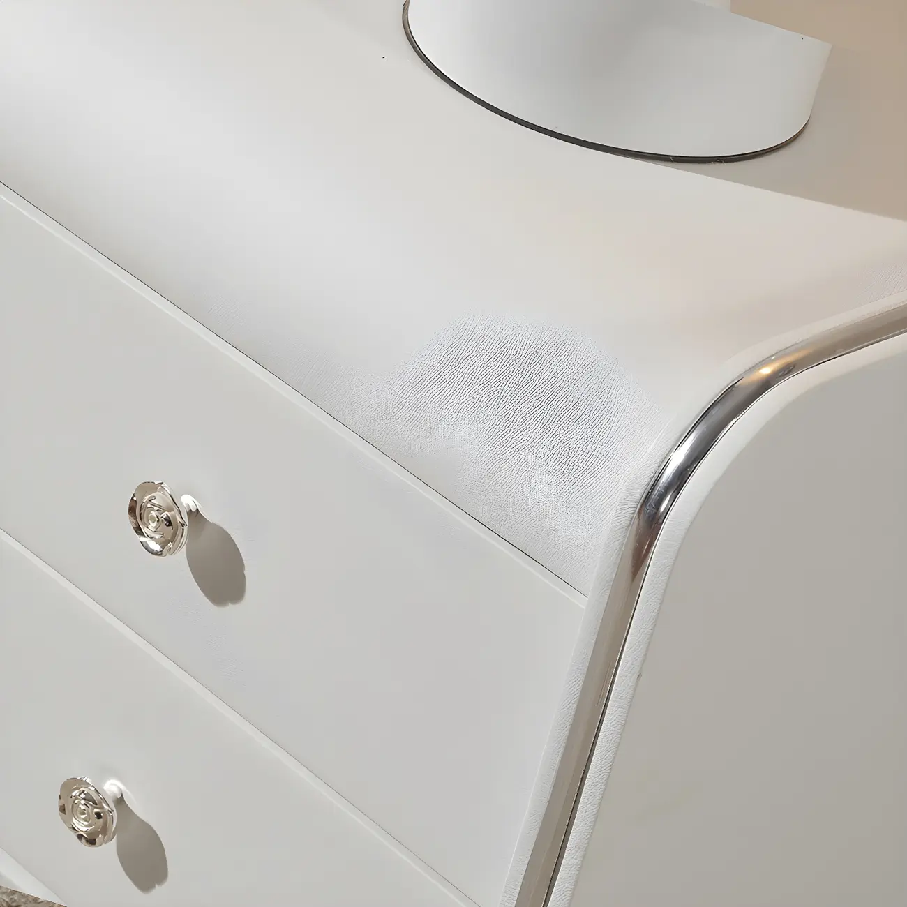 Luxurious Glossy Leather Wooden 2 Drawer Black Nightstand Image - 13 | homeyfad