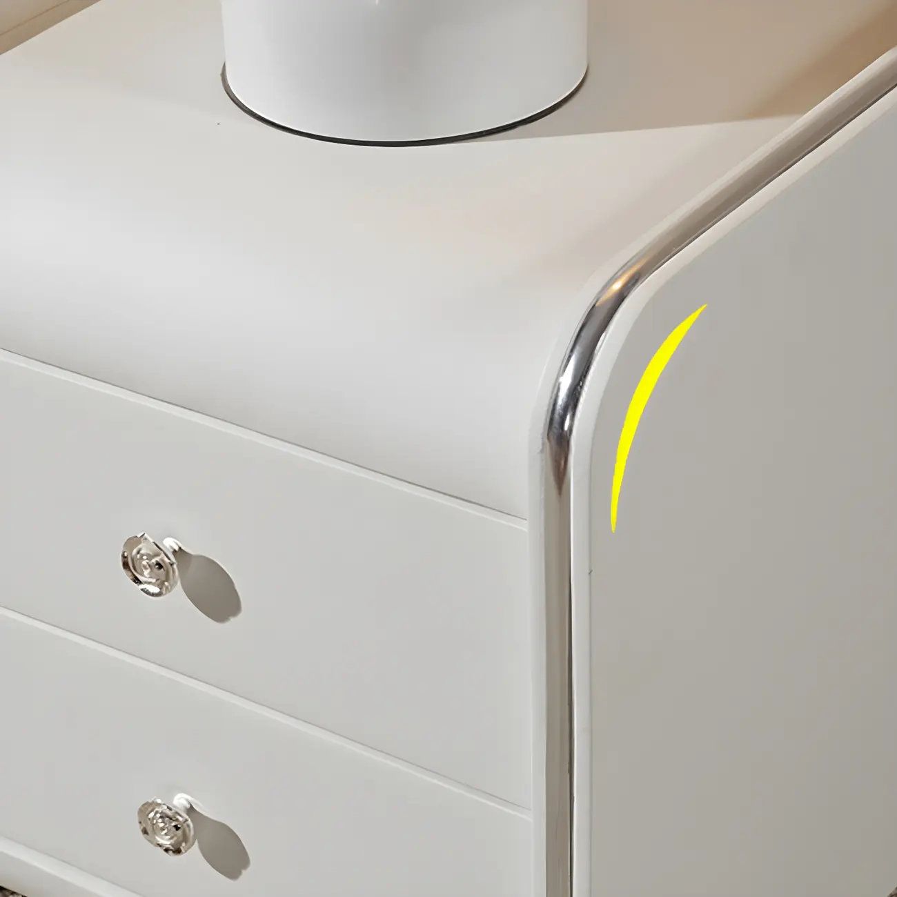 Luxurious Glossy Leather Wooden 2 Drawer Black Nightstand Image - 8 | homeyfad