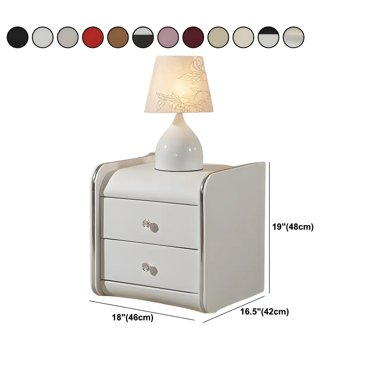 Luxurious Glossy Leather Wooden 2 Drawer Black Nightstand Image - 32 | homeyfad