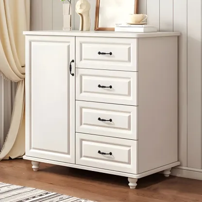 Classic White-Brown Wooden Dresser with Storage & Drawers Image - 8
