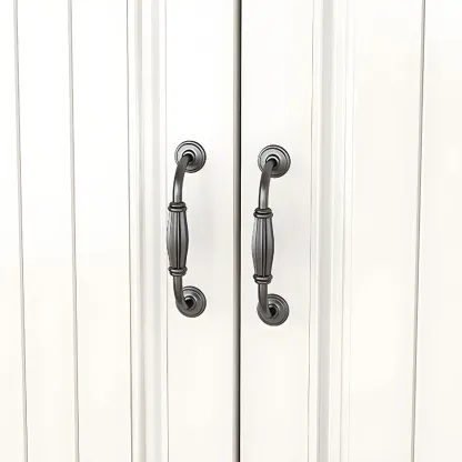 Classic White-Brown Wooden Dresser with Storage & Drawers Image - 12