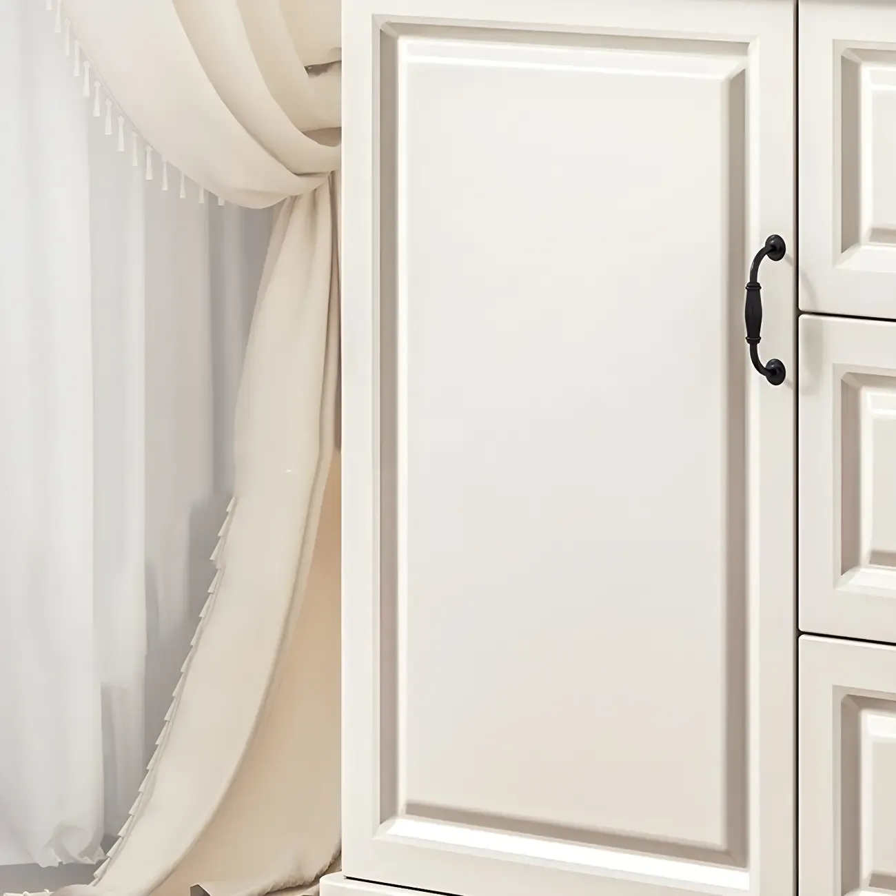 Classic White-Brown Wooden Dresser with Storage & Drawers Image - 16