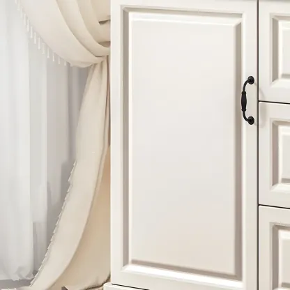 Classic White-Brown Wooden Dresser with Storage & Drawers Image - 16