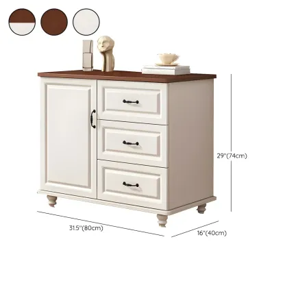 Classic White-Brown Wooden Dresser with Storage & Drawers #size