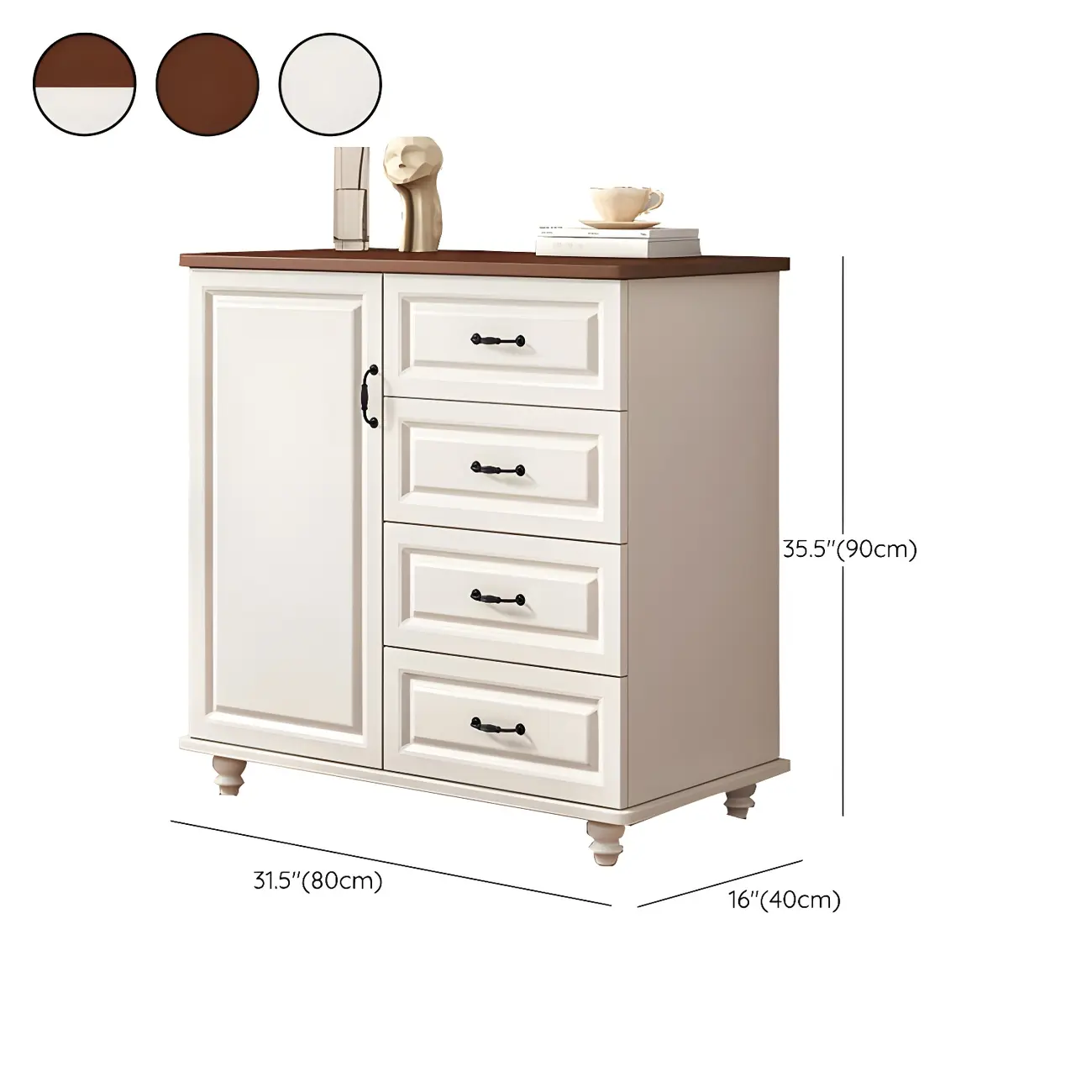 Classic White-Brown Wooden Dresser with Storage & Drawers Image - 29 | homeyfad