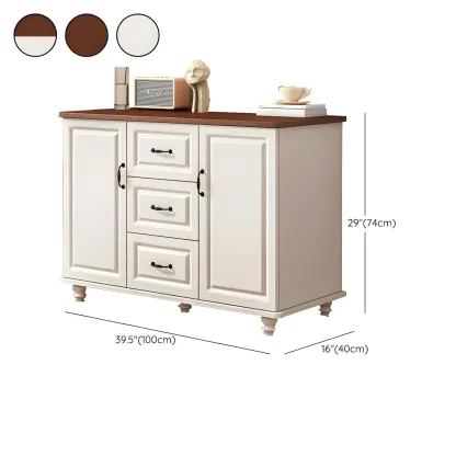 Classic White-Brown Wooden Dresser with Storage & Drawers Image - 30