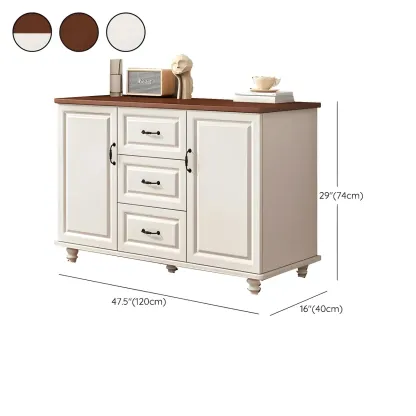 Classic White-Brown Wooden Dresser with Storage & Drawers Image - 31