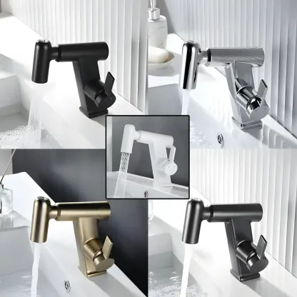 Glam Copper Matte Black Bathroom Sink Faucet with Swivel Spout Image - 8