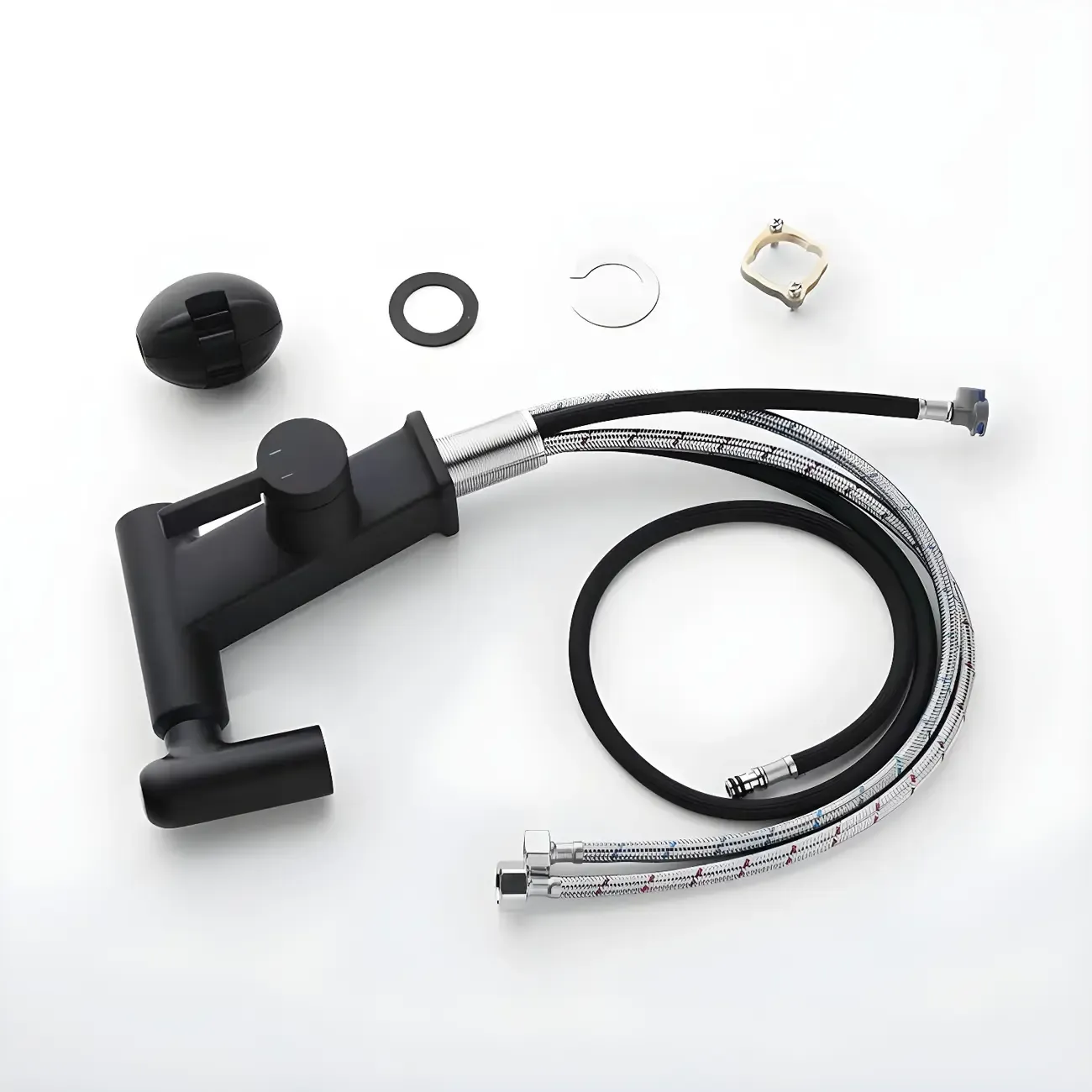 Glam Copper Matte Black Bathroom Sink Faucet with Swivel Spout Image - 12