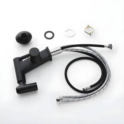 Glam Copper Matte Black Bathroom Sink Faucet with Swivel Spout Image - 12