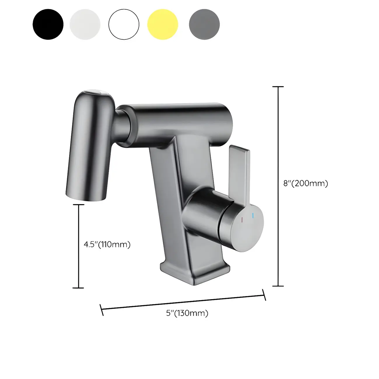 Glam Copper Matte Black Bathroom Sink Faucet with Swivel Spout #size