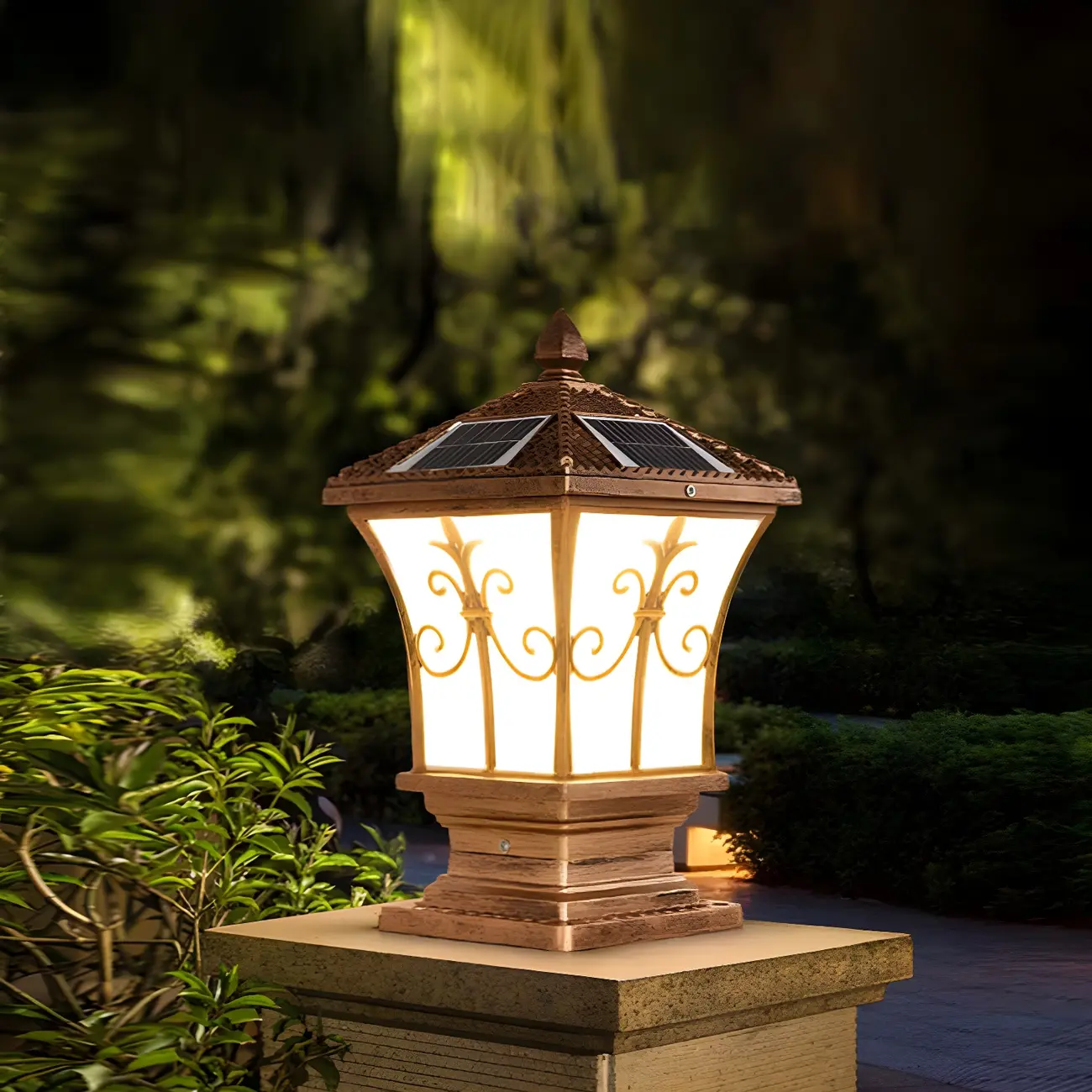 Vintage Lantern Solar Fence Post Light with 3 Color Light  Image - 1 | homeyfad