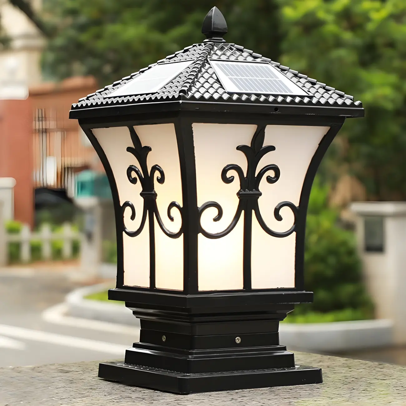Vintage Lantern Solar Fence Post Light with 3 Color Light  Image - 3 | homeyfad