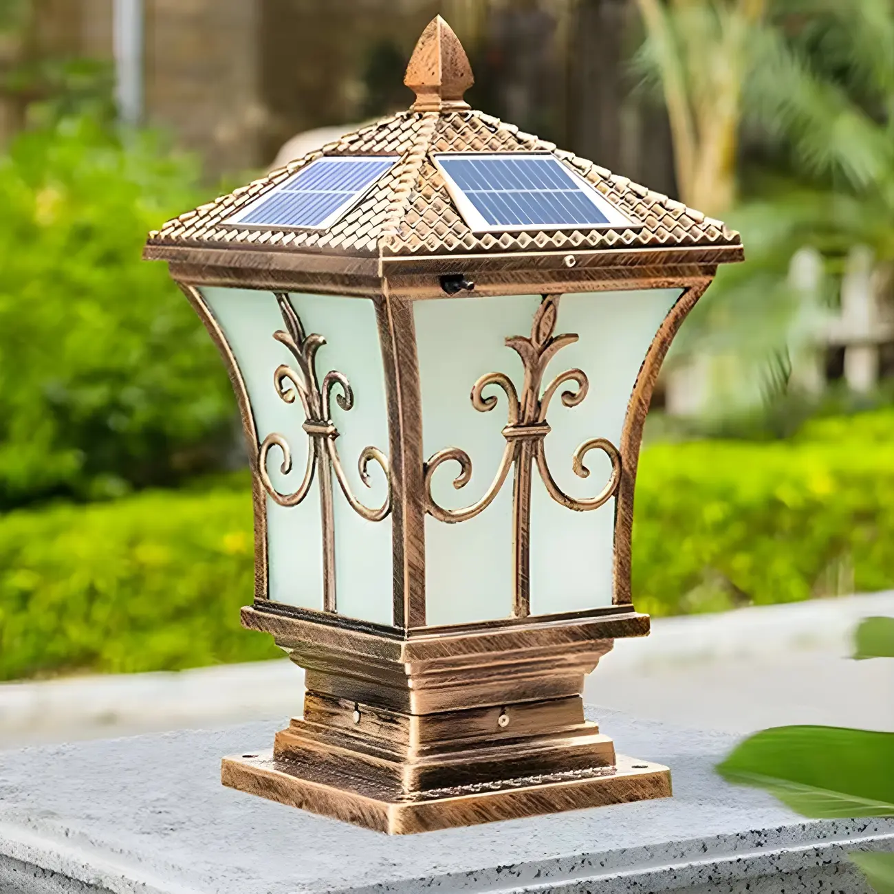 Vintage Lantern Solar Fence Post Light with 3 Color Light  Image - 4 | homeyfad