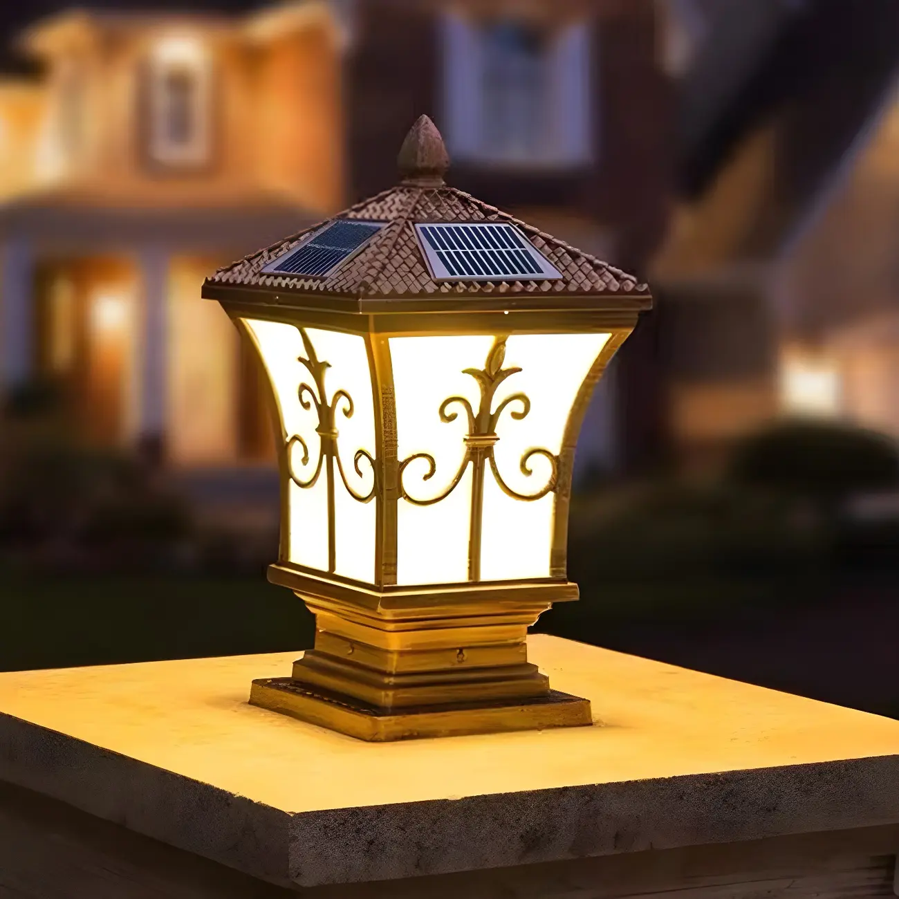 Vintage Lantern Solar Fence Post Light with 3 Color Light  Image - 14 | homeyfad
