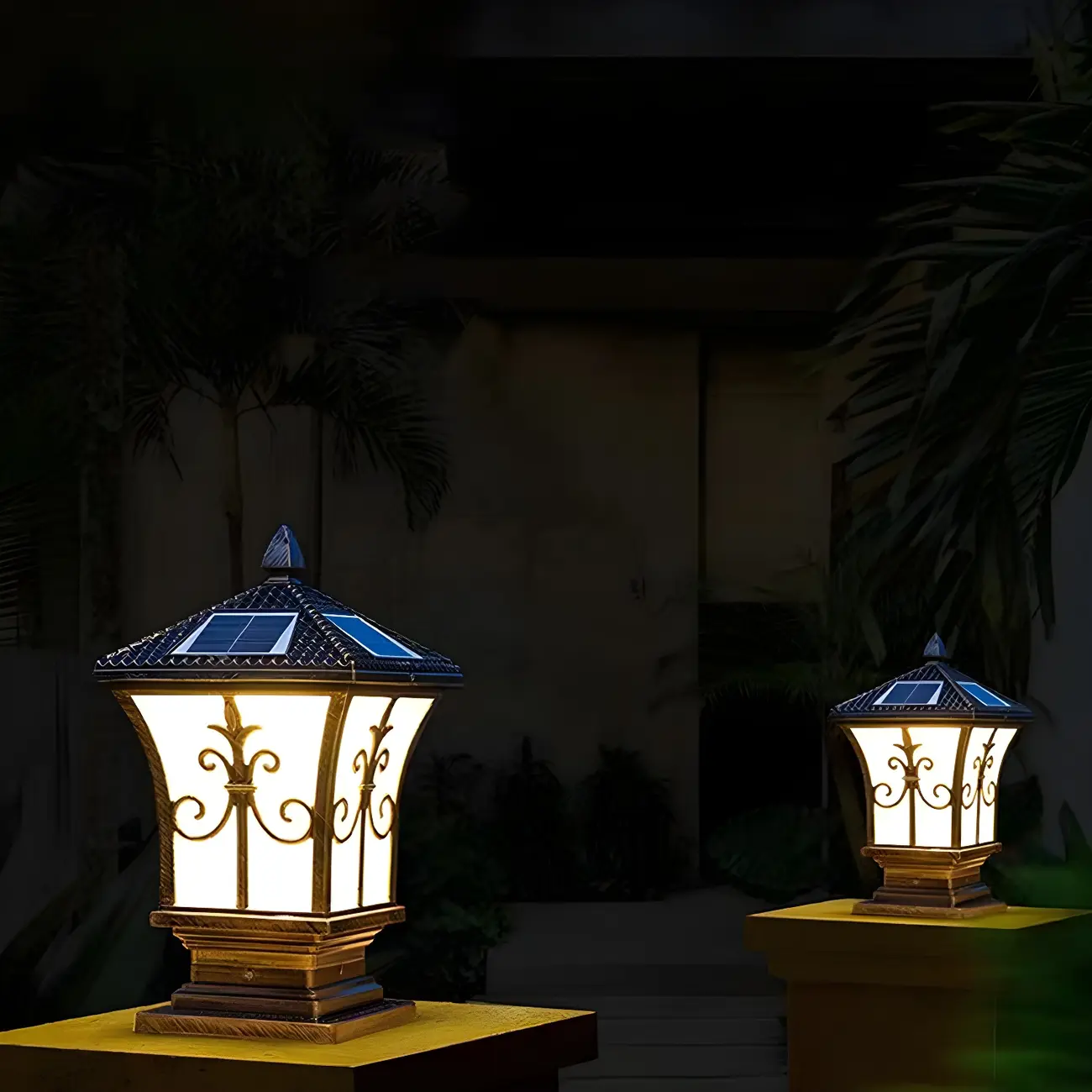 Vintage Lantern Solar Fence Post Light with 3 Color Light  Image - 15 | homeyfad