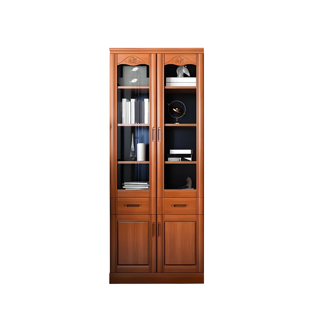 Modern Brown Wooden Vertical Filing Cabinets with Shelves Image - 2