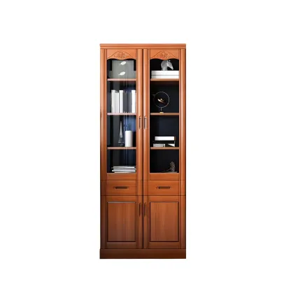 Modern Brown Wooden Vertical Filing Cabinets with Shelves Image - 2