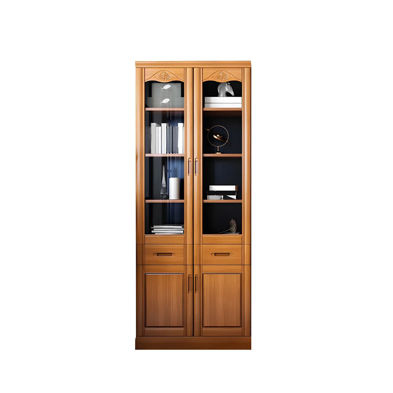 Modern Brown Wooden Vertical Filing Cabinets with Shelves Image - 3 | homeyfad