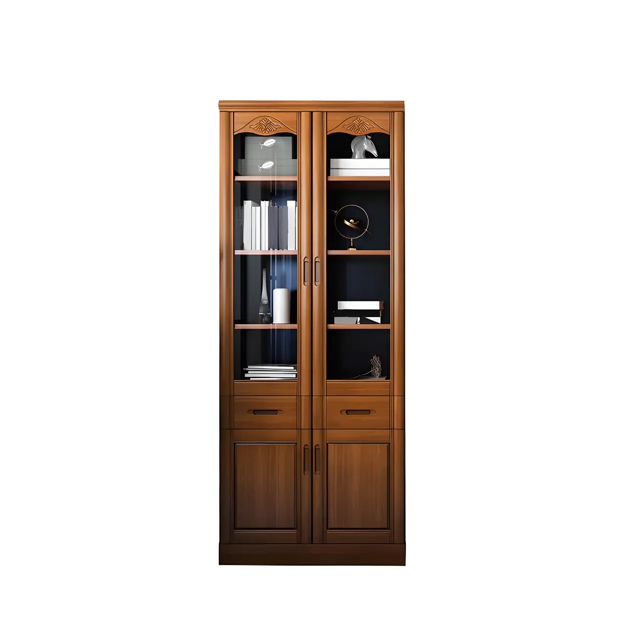Modern Brown Wooden Vertical Filing Cabinets with Shelves Image - 5