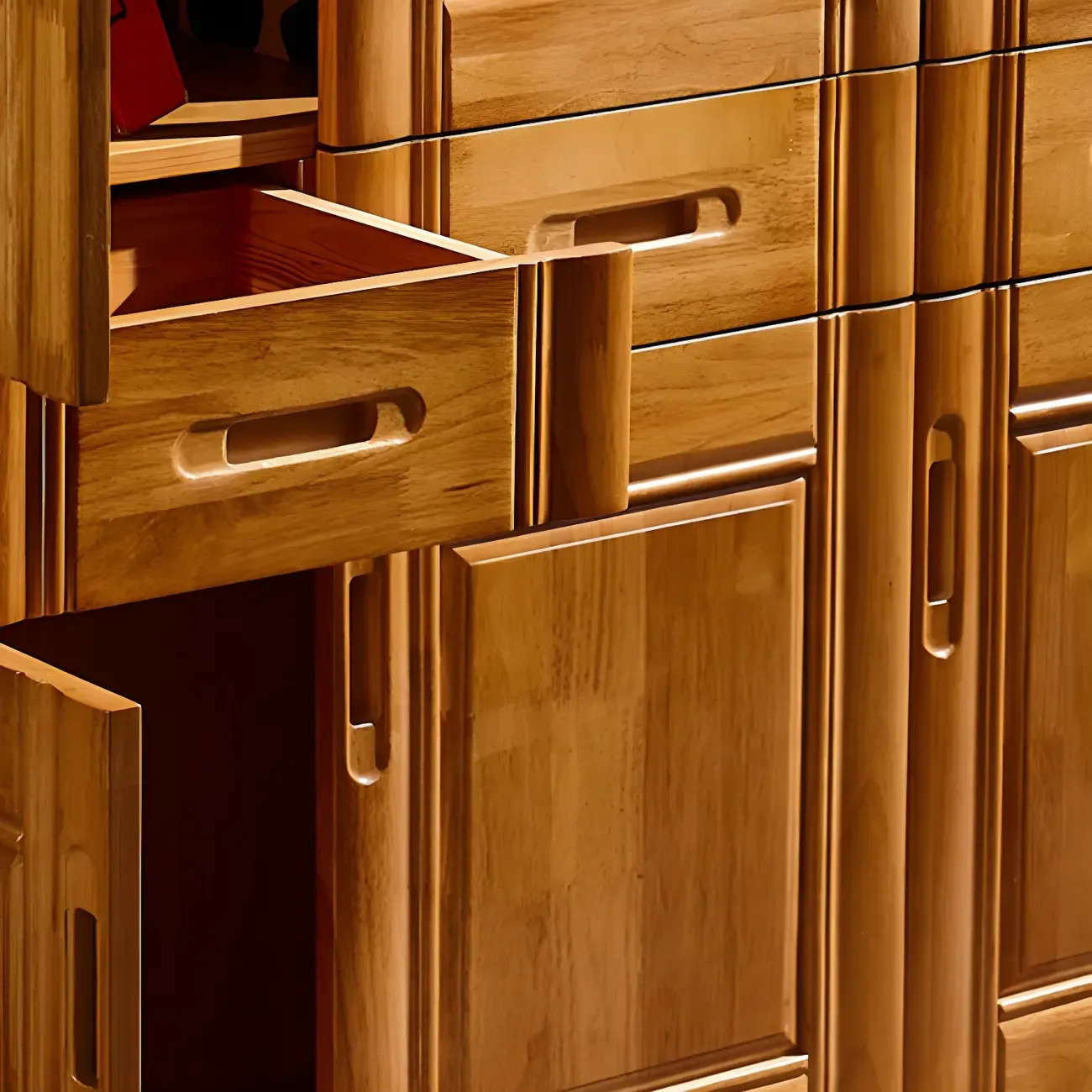 Modern Brown Wooden Vertical Filing Cabinets with Shelves Image - 7