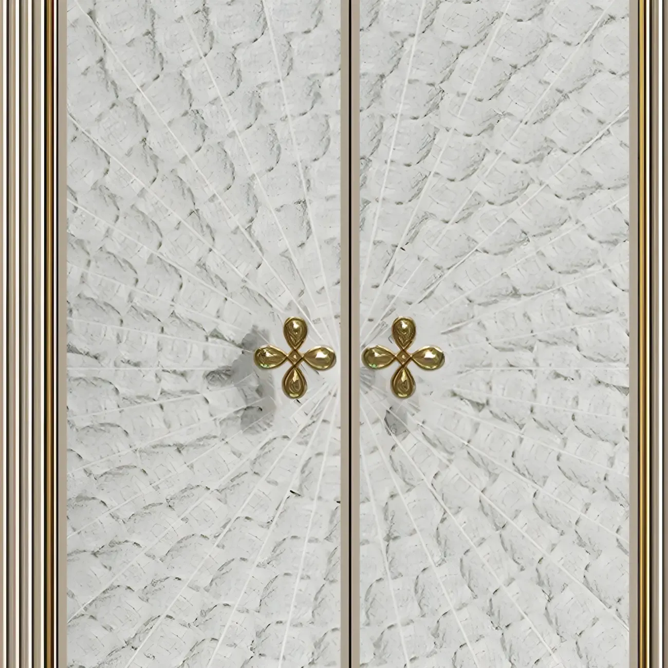 Modern Stone Double Dresser with Gold Accents Image - 11