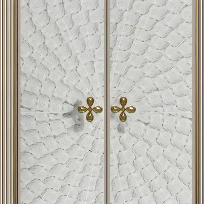 Modern Stone Double Dresser with Gold Accents Image - 11