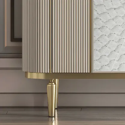 Modern Stone Double Dresser with Gold Accents Image - 12