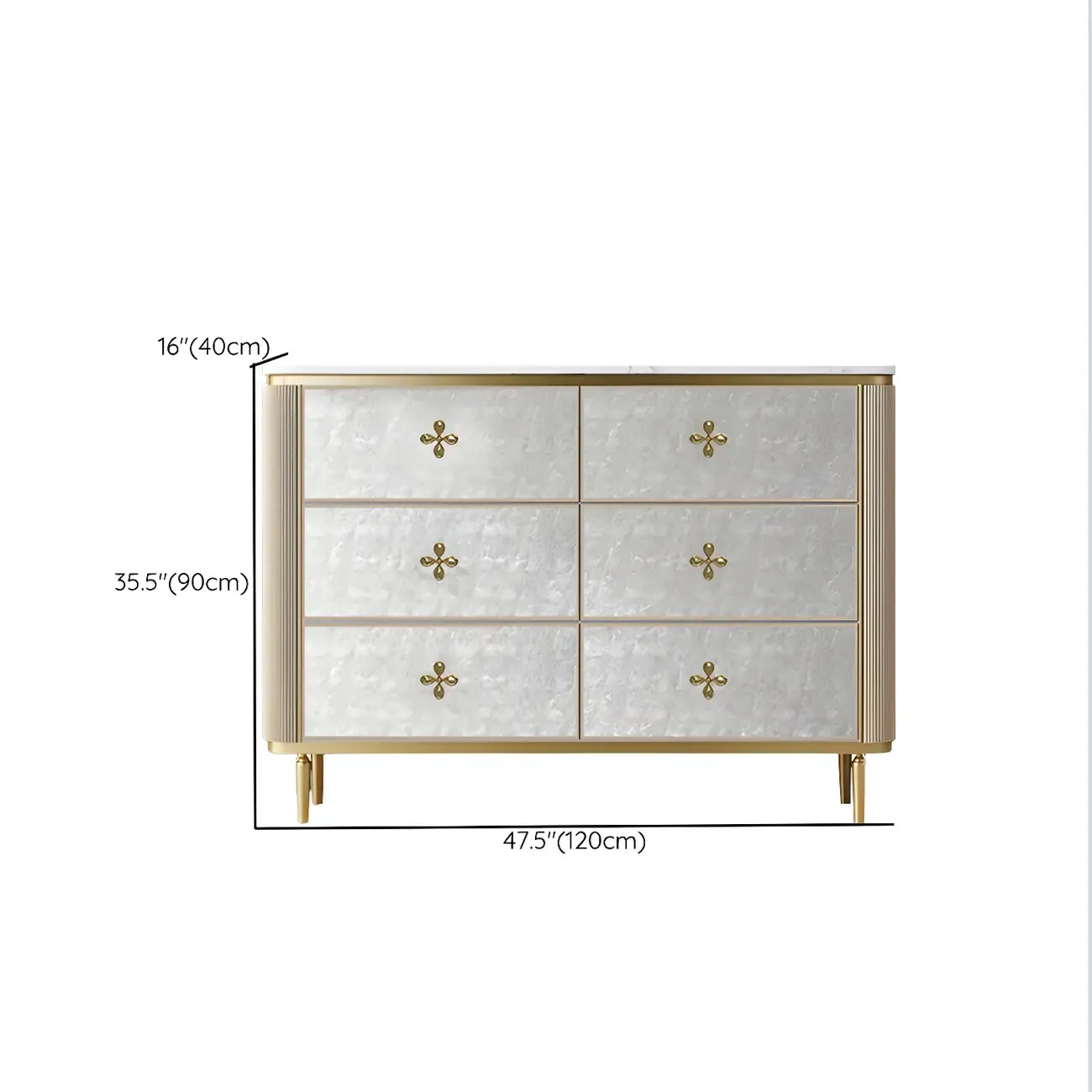 Modern Stone Double Dresser with Gold Accents #size