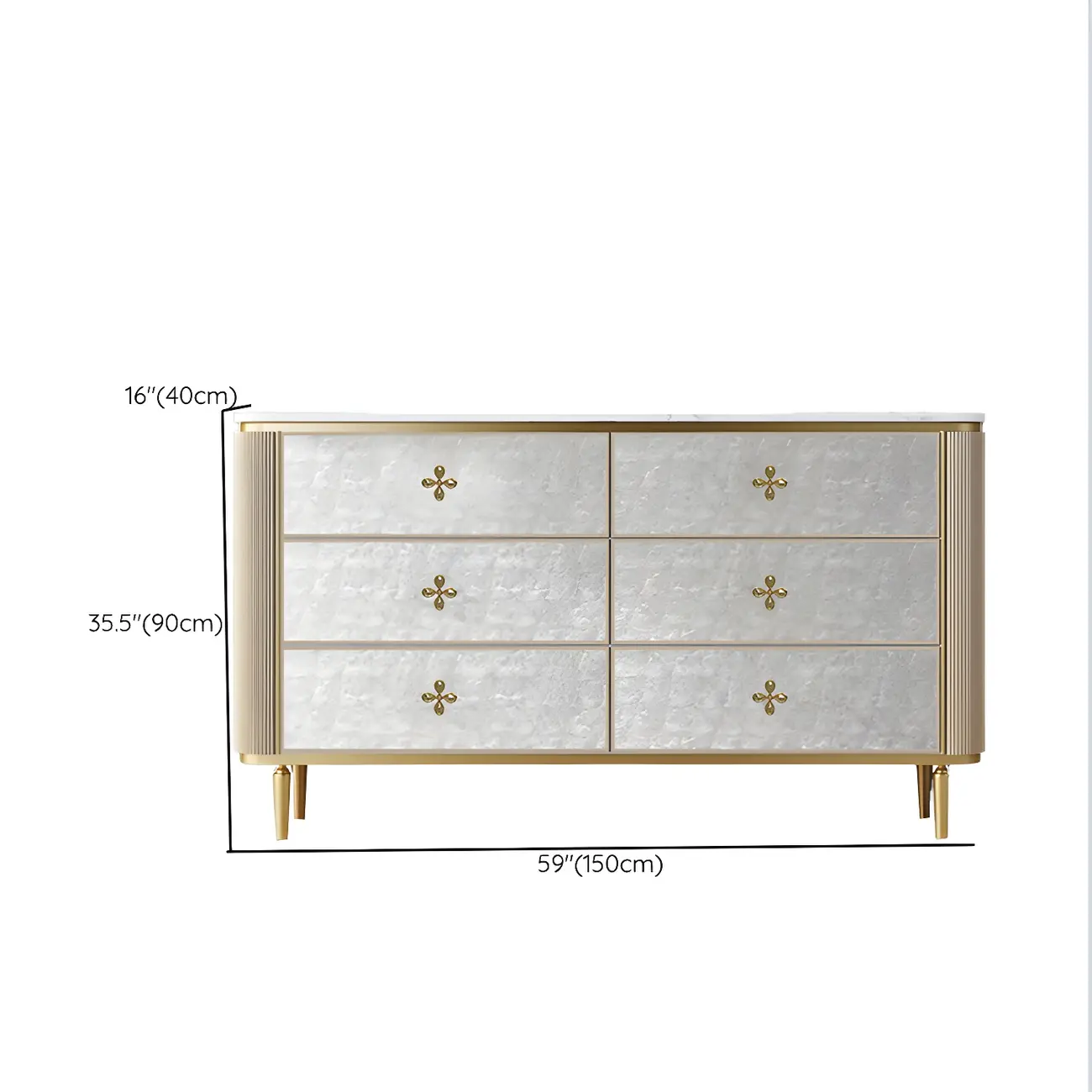Modern Stone Double Dresser with Gold Accents Image - 15 | homeyfad