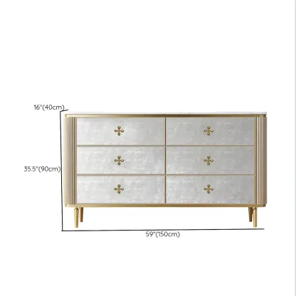 Modern Stone Double Dresser with Gold Accents Image - 15