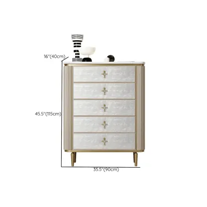 Modern Stone Double Dresser with Gold Accents Image - 16
