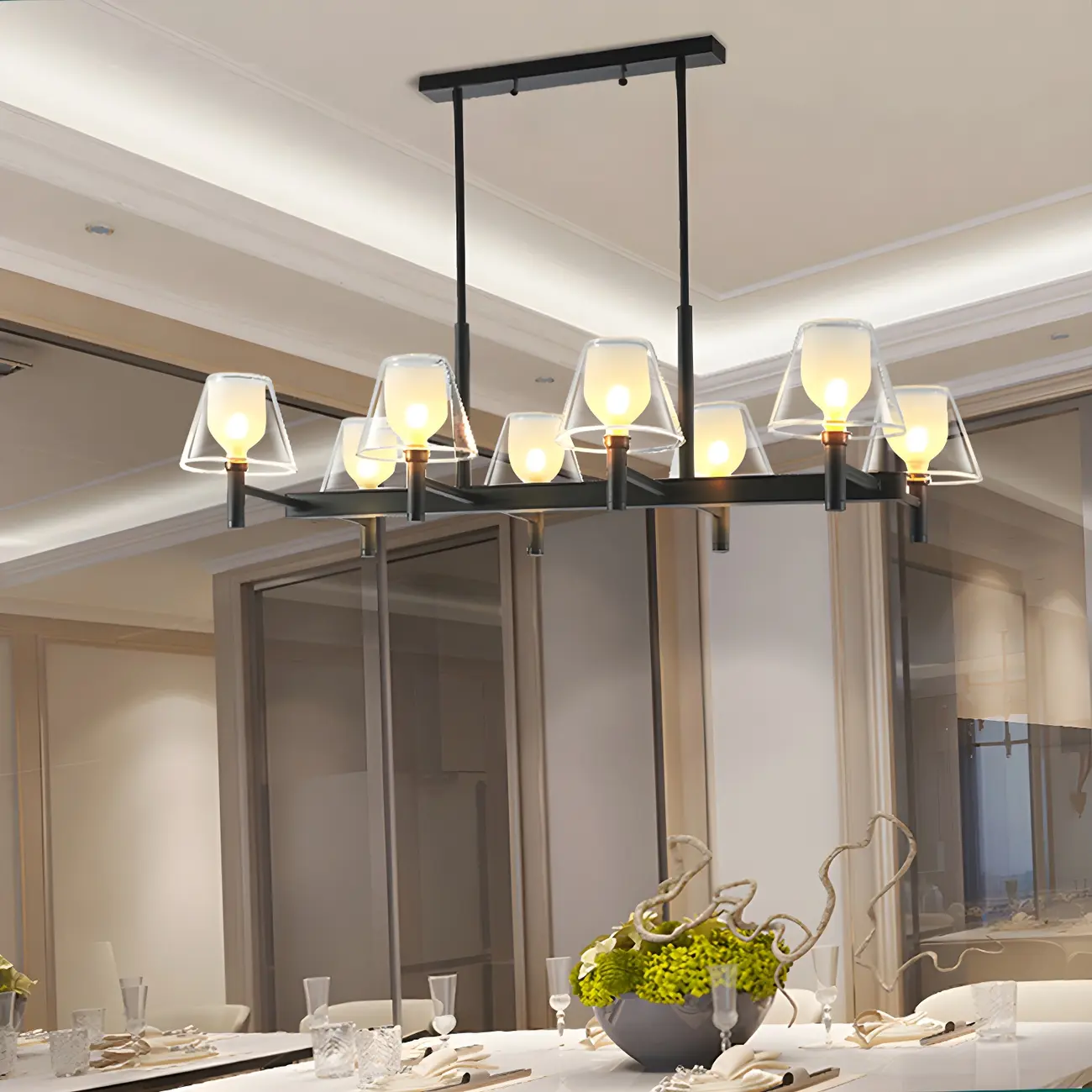 Modern Glass Bi-pin Pendant Light for Dining Room Image - 1 | homeyfad