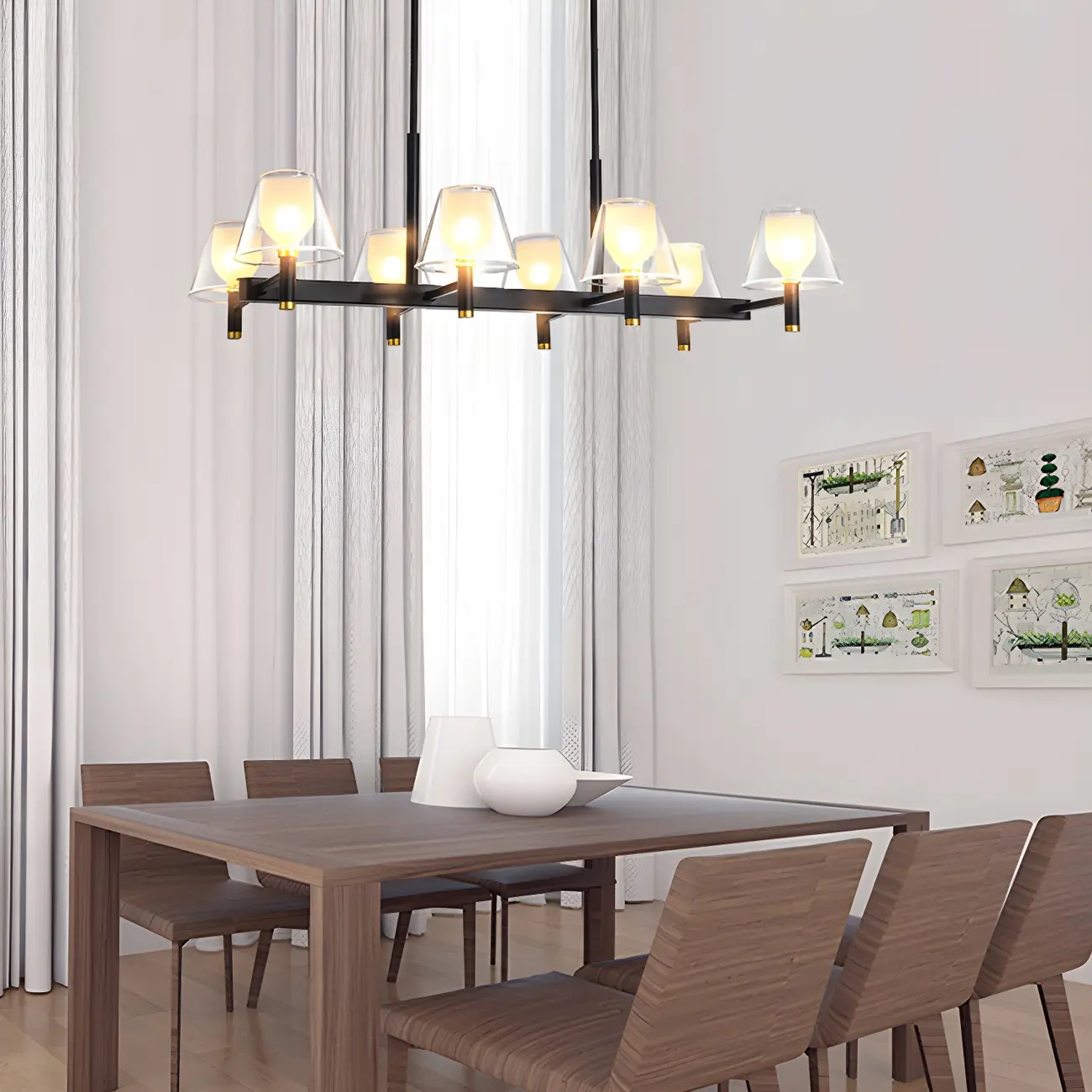 Modern Glass Bi-pin Pendant Light for Dining Room Image - 3 | homeyfad