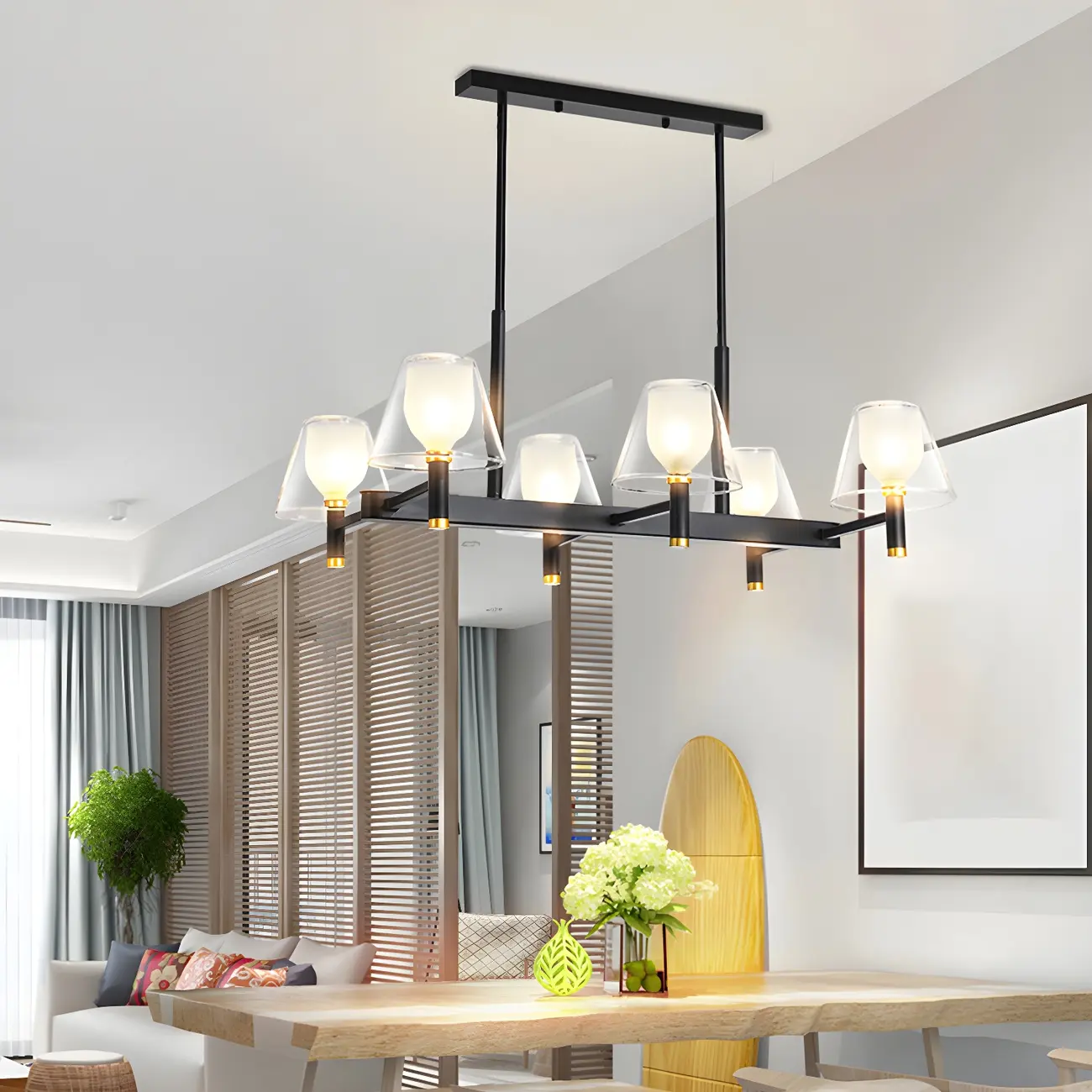 Modern Glass Bi-pin Pendant Light for Dining Room Image - 4 | homeyfad