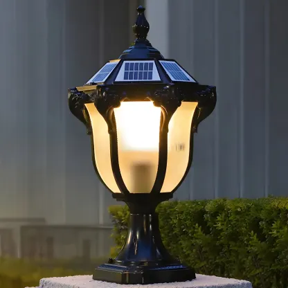 Vintage Elegant Metal Solar Post Cap Light Image - 3