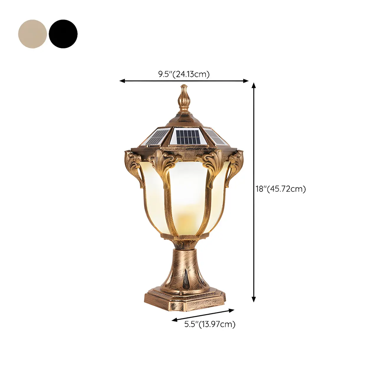 Vintage Elegant Metal Solar Post Cap Light #size | homeyfad