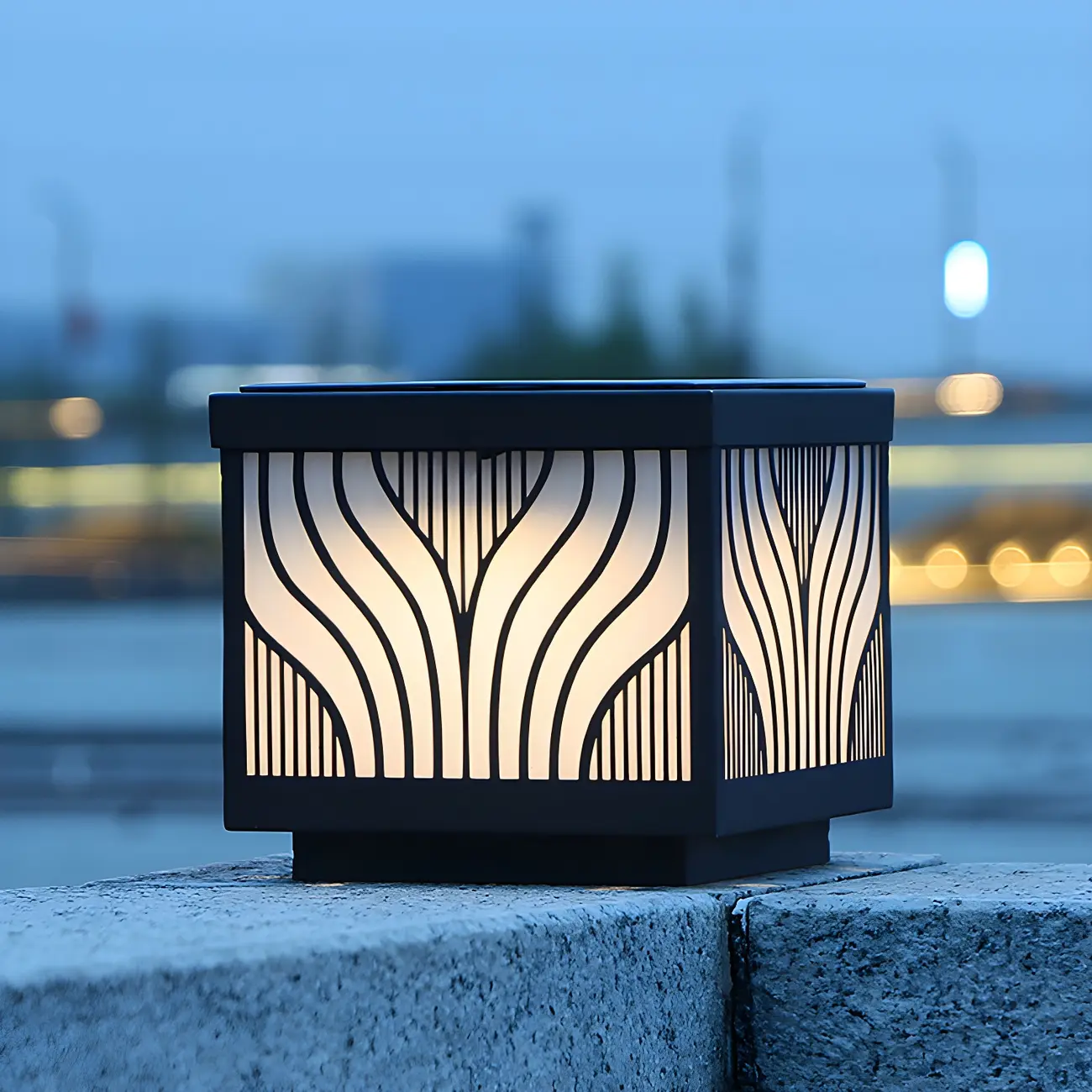 Exquisite Pattern Solar Geometric Post Cap Light Image - 4 | homeyfad