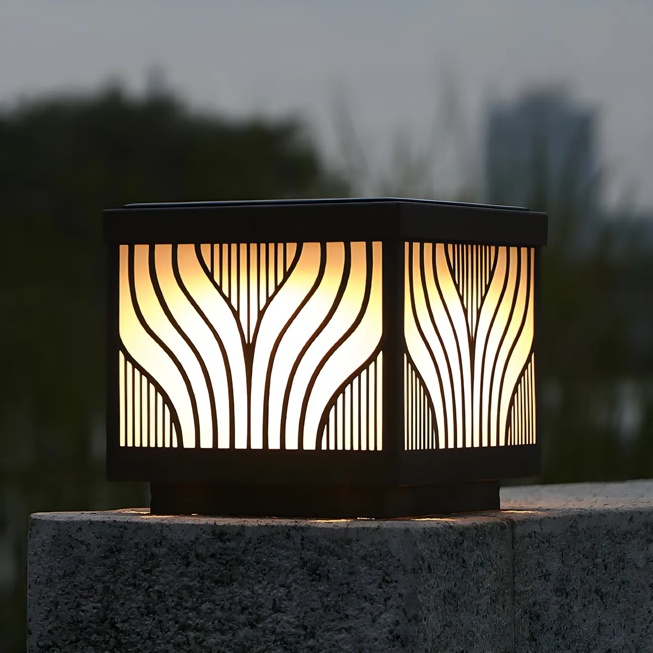 Exquisite Pattern Solar Geometric Post Cap Light Image - 10 | homeyfad