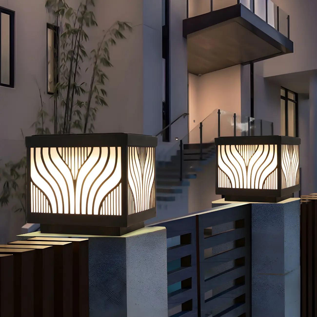 Exquisite Pattern Solar Geometric Post Cap Light Image - 7 | homeyfad