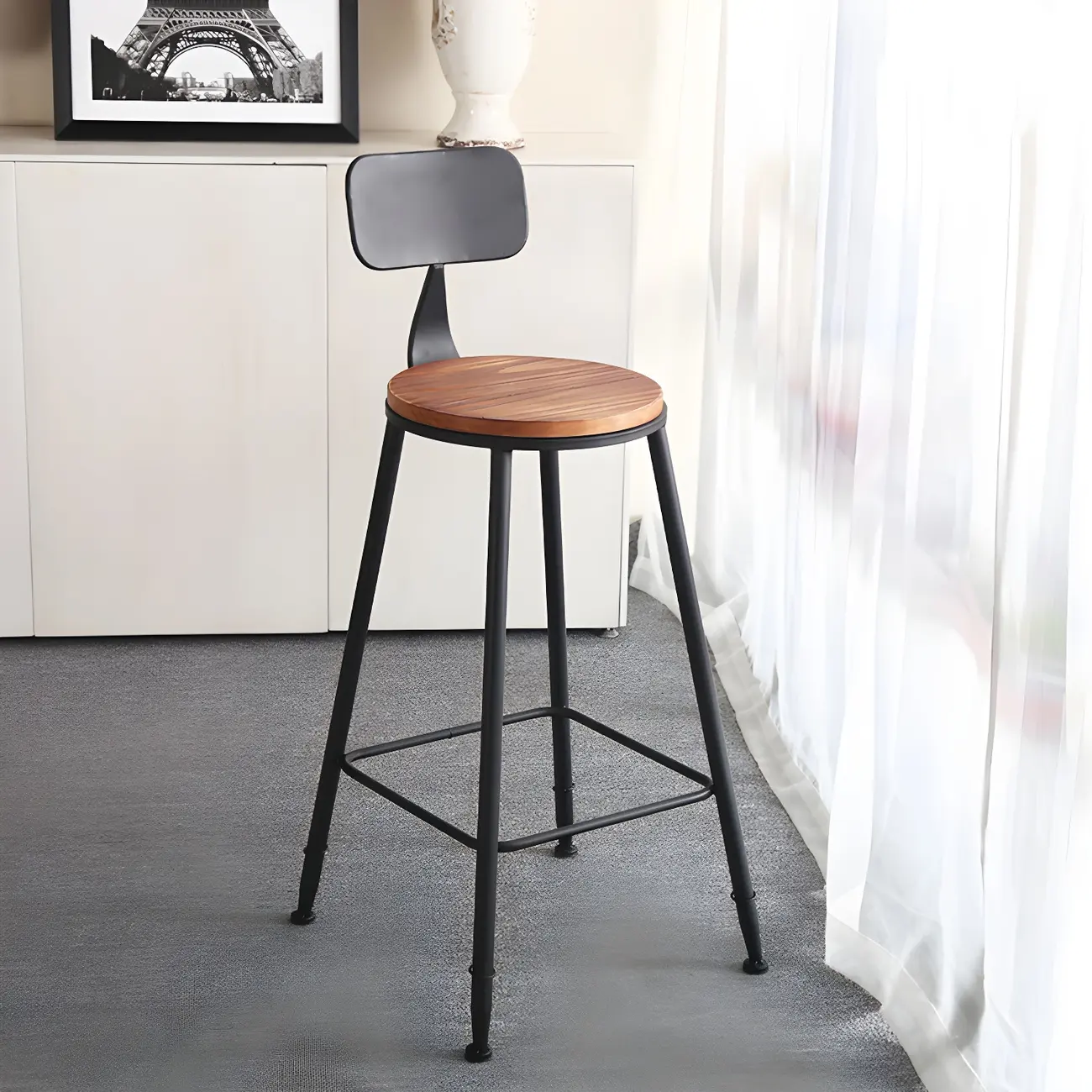 Elegant Rectangular Pine Wood Brown 5- Seat Bar Set Image - 3 | homeyfad