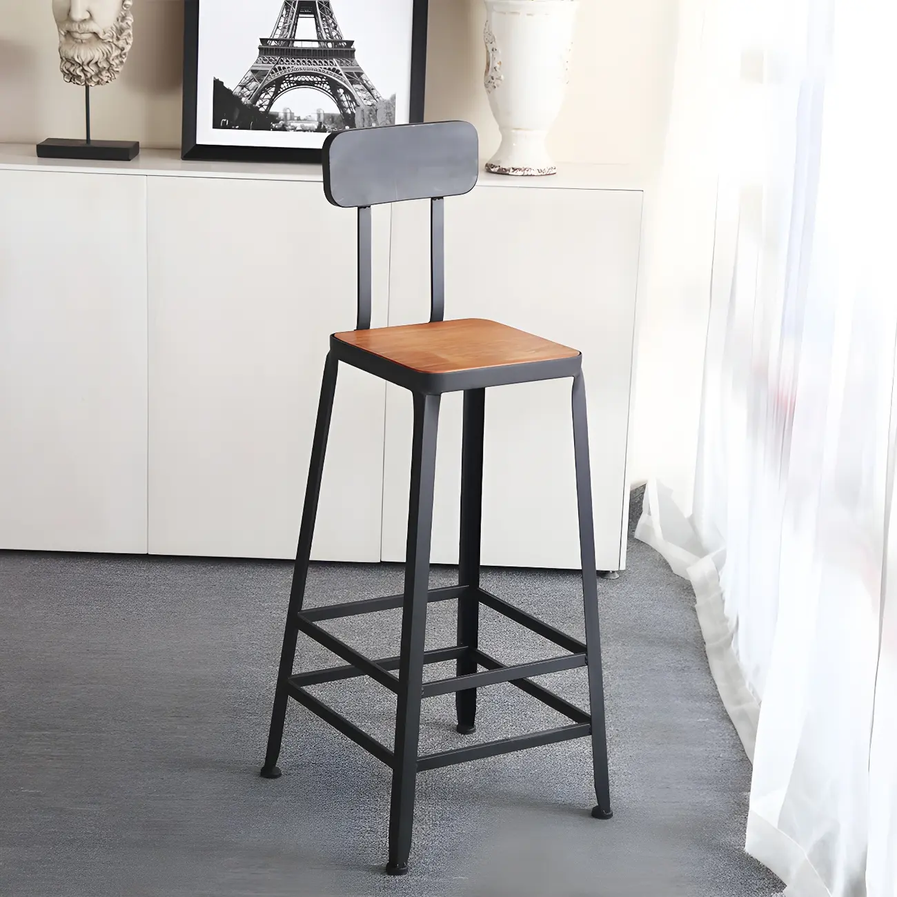 Elegant Rectangular Pine Wood Brown 5- Seat Bar Set Image - 5 | homeyfad