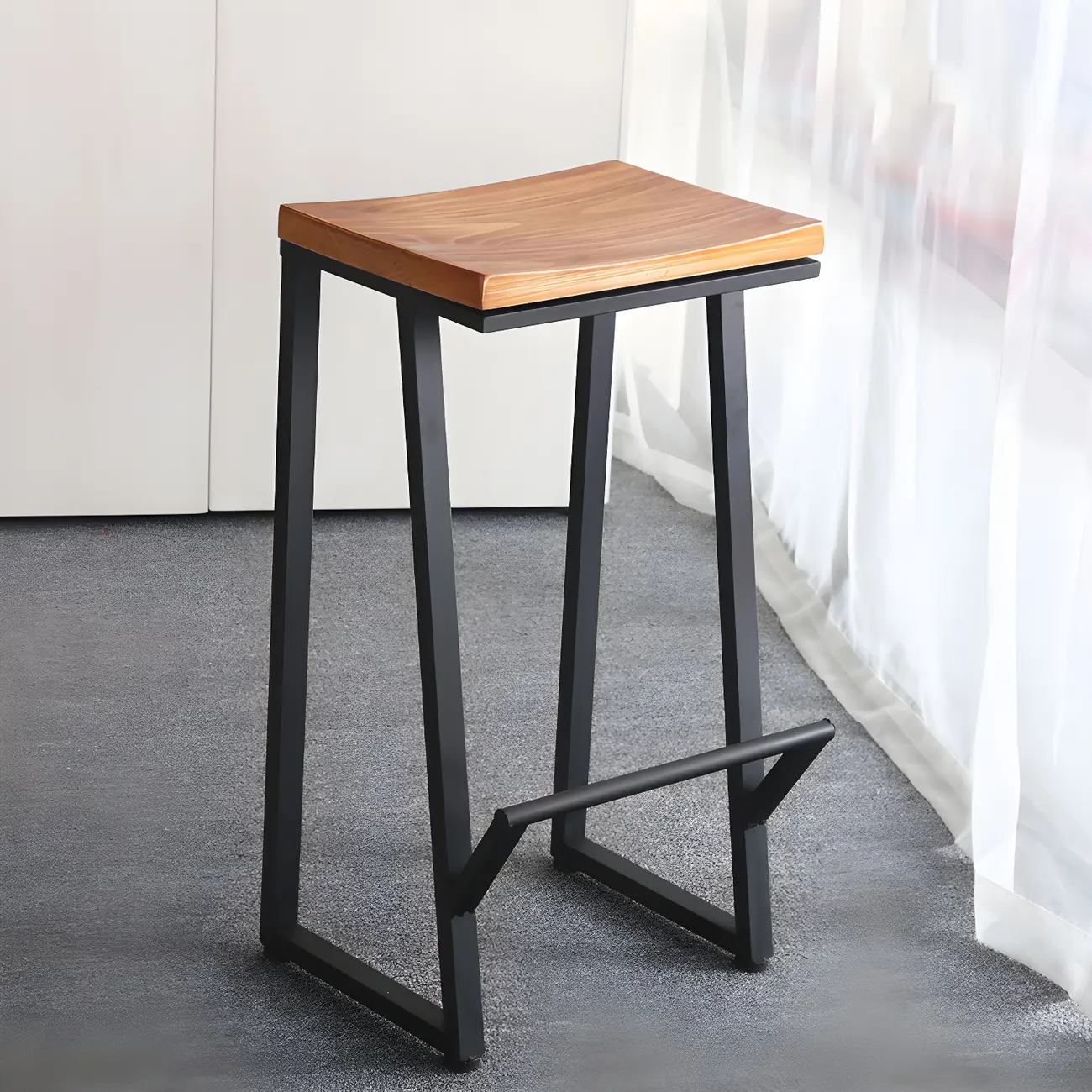 Elegant Rectangular Pine Wood Brown 5- Seat Bar Set Image - 16 | homeyfad