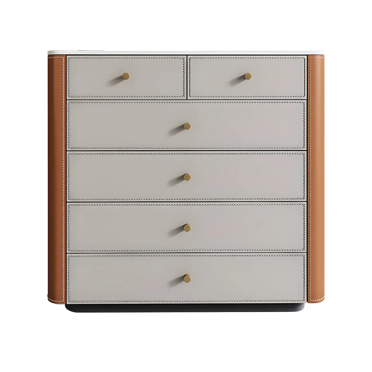 Classic Grey Stone Dresser with 6-Drawers for Bedroom Image - 5